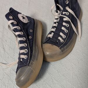 Converse Black High-Top Sneakers with Clear Platform Sole